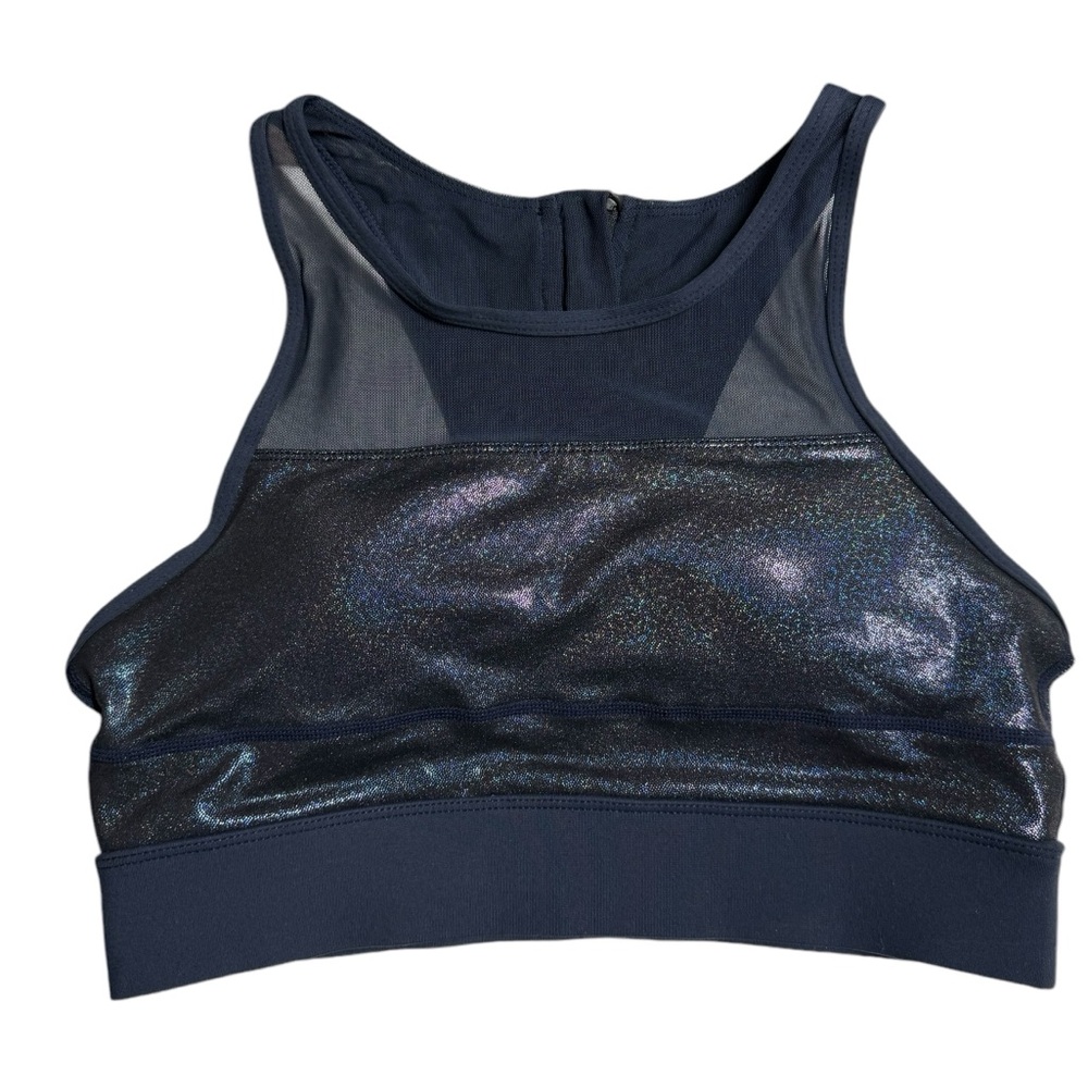 Zyia Active All‎ Star Mesh Twilight Shimmer Sports Bra Medium Navy Activewear